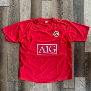 Manchester United 2007-2009 Home Jersey with AIG Sponsor Logo. Size XL